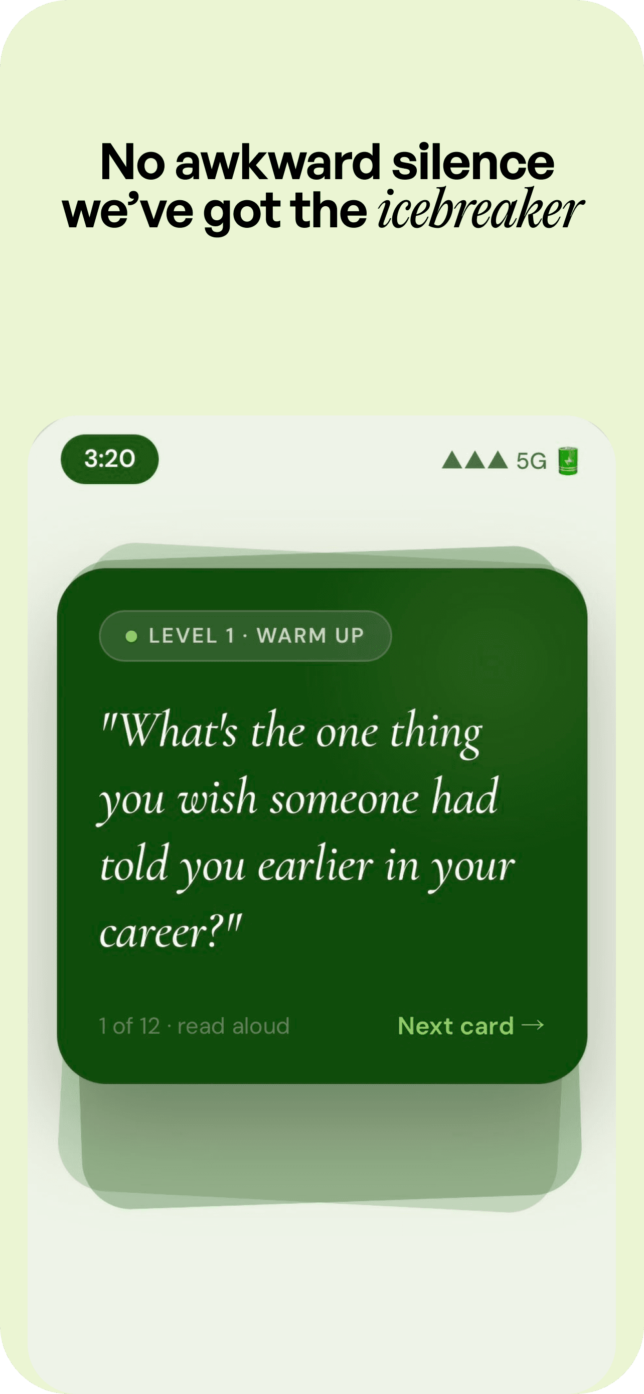 MyPlusOne conversation icebreaker screen